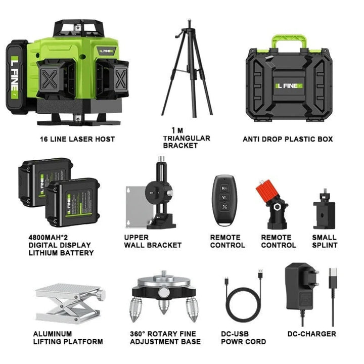 Heavy-Duty 16-Line 4D Laser Level