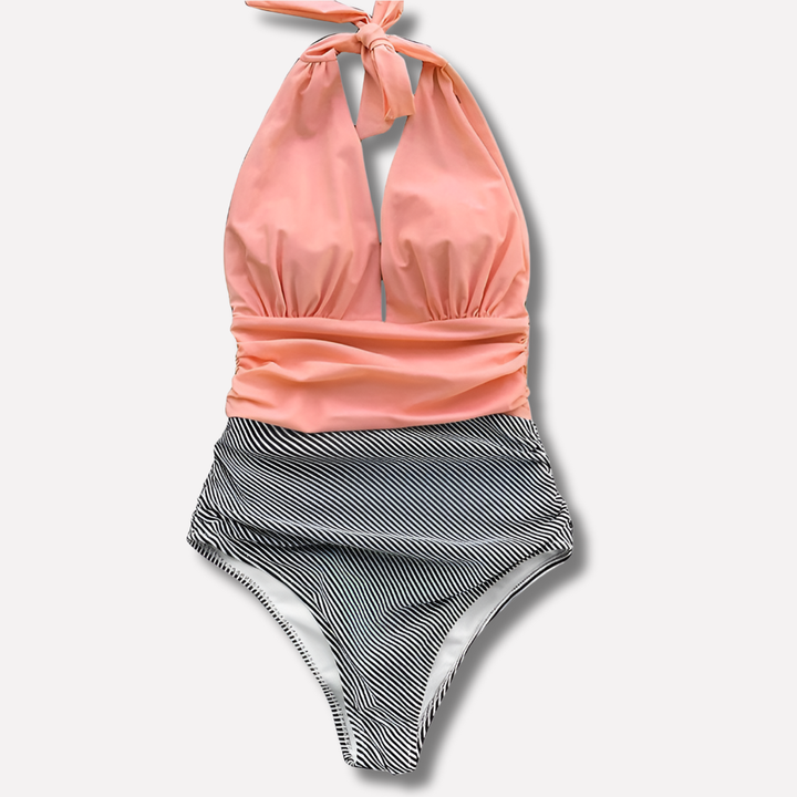 Women One Piece Sexy Pleated Summer Beachwear