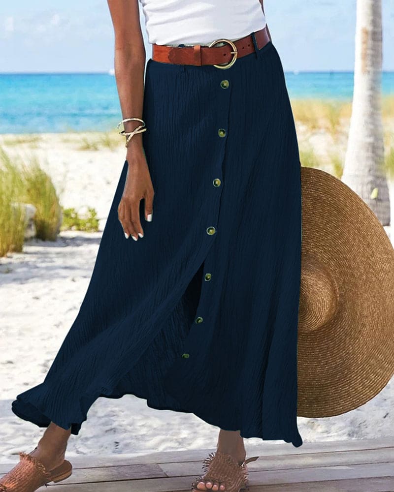 Long Monochrome Skirt for Women Graceful Simplicity with All-Day Comfort