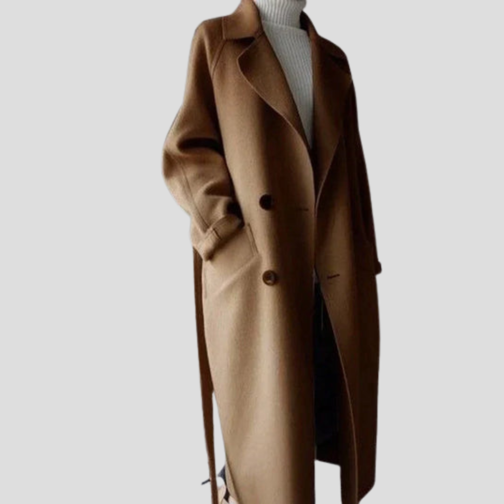 Women’s Long Wool-like Coat – Elegant Layer for Cold Days