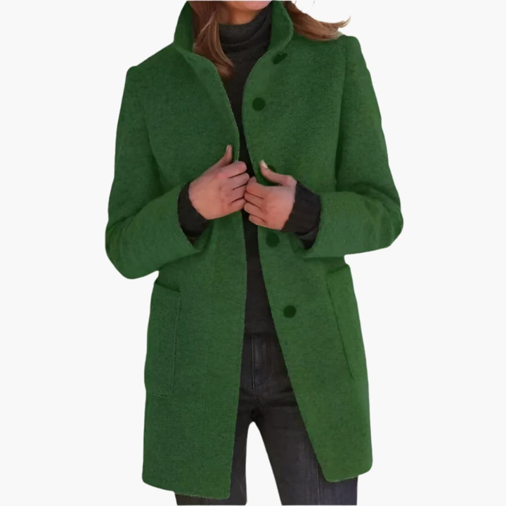 Women’s Coat with Stand Collar and Pockets