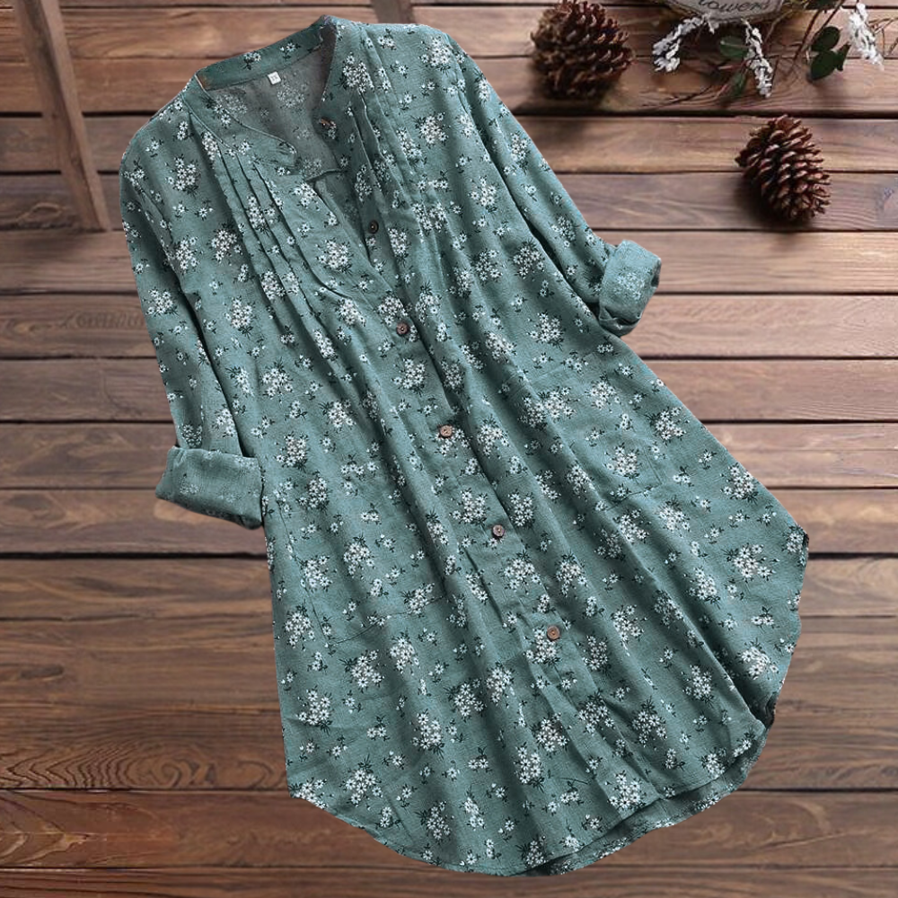 Caterina | Women's floral - long sleeve blouse