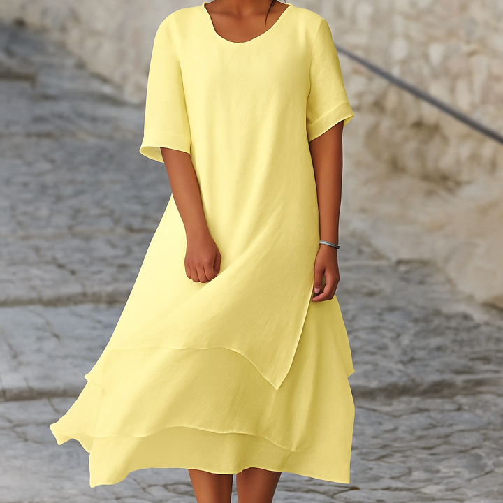 Chic Block Slit Dress Effortless Modern Elegance