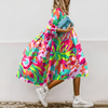 Oversized Floral Print Midi Shirt Dress