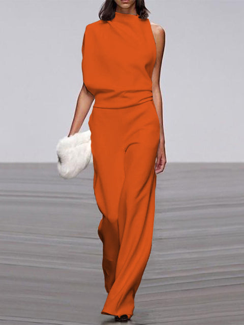Sleeveless Jumpsuit with Open Back Effortless Elegance with a Contemporary Twist
