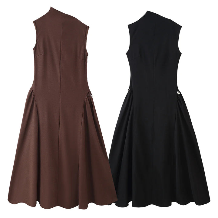 Chic A-Line Dress with Asymmetrical Neckline