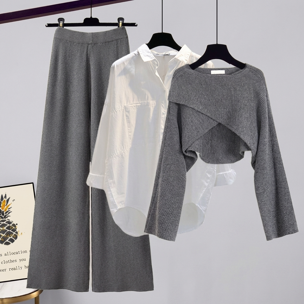 Chic 3-Piece Set – Trousers & Top