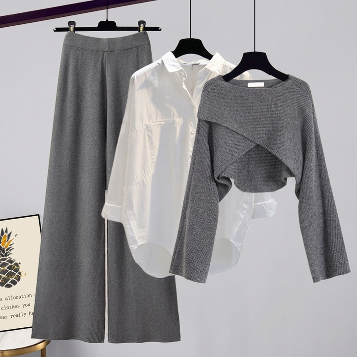 Chic 3-Piece Set – Trousers & Top