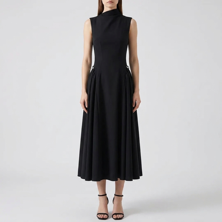 Chic A-Line Dress with Asymmetrical Neckline