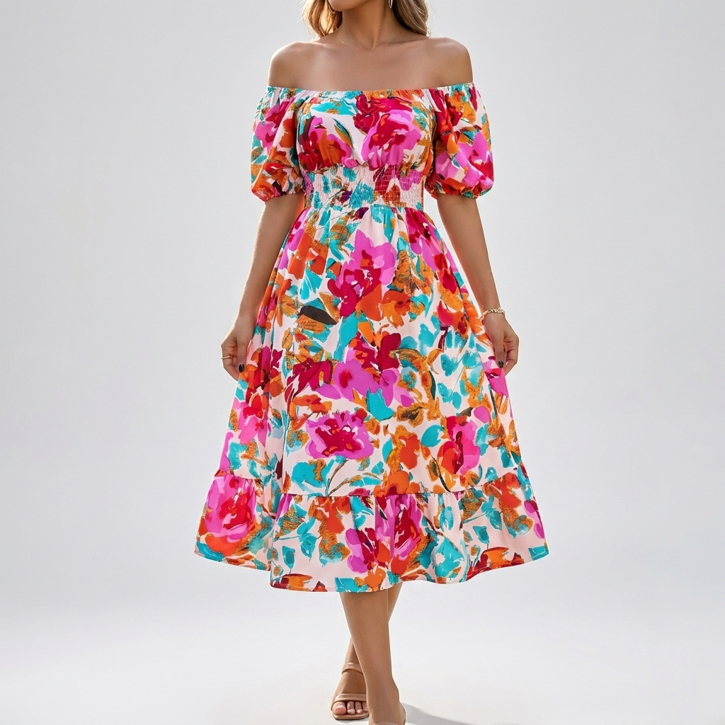 Casual Elegance Off-Shoulder Midi Dress
