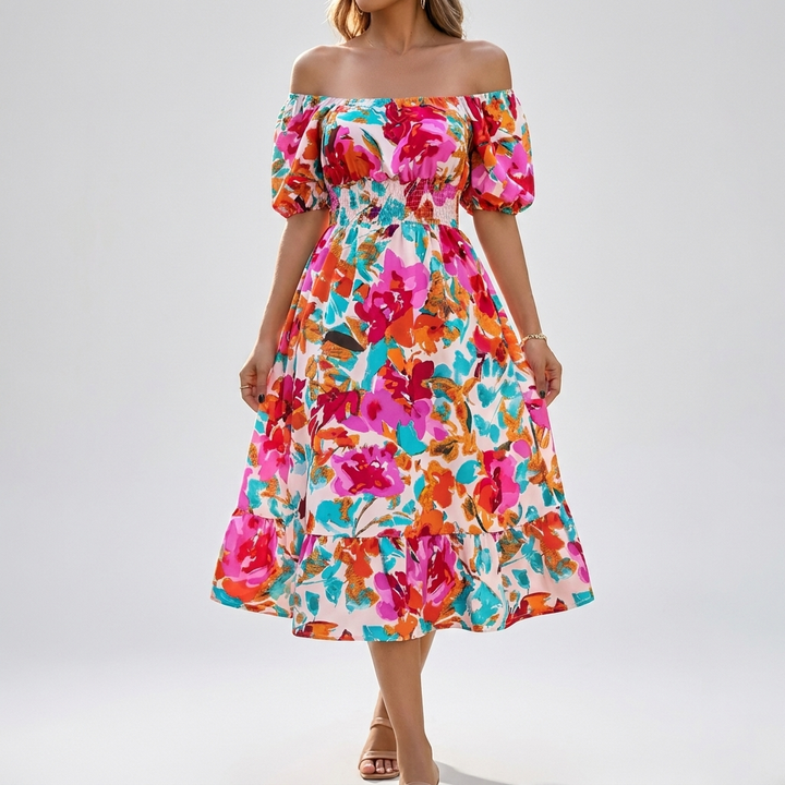 Casual Elegance Off-Shoulder Midi Dress