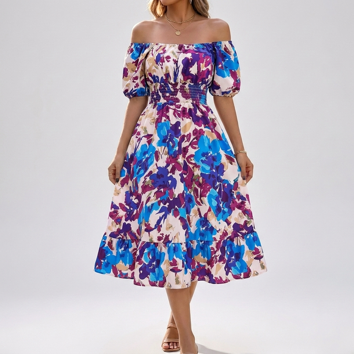 Casual Elegance Off-Shoulder Midi Dress