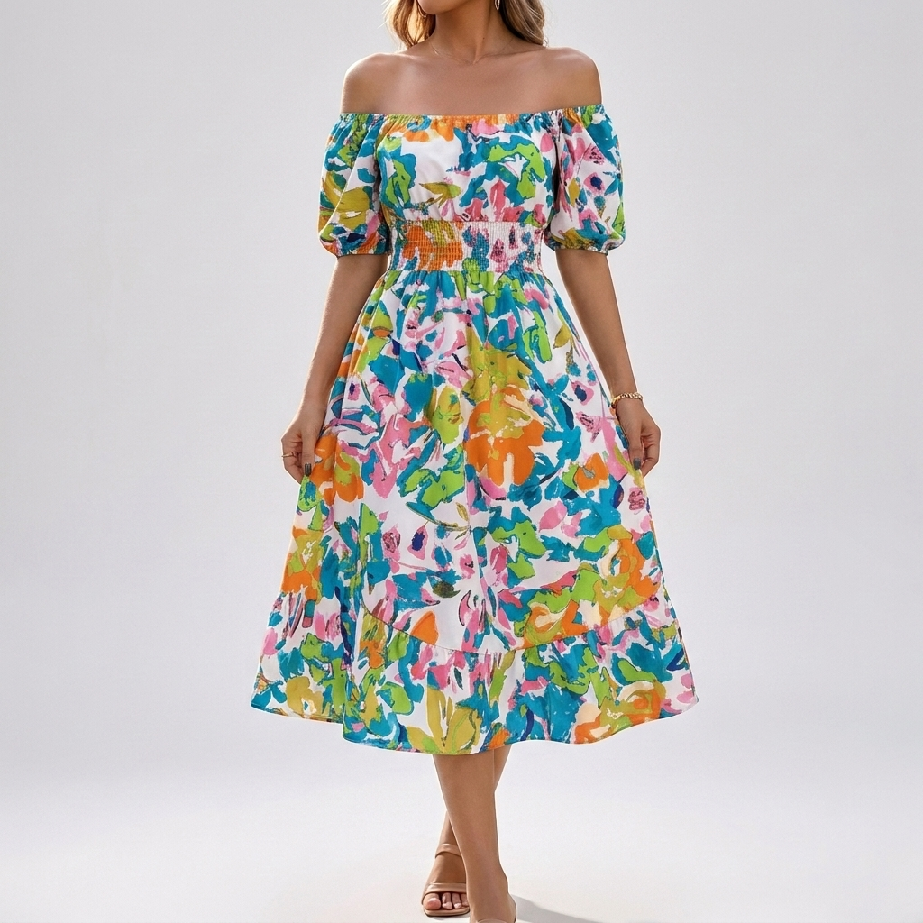 Casual Elegance Off-Shoulder Midi Dress