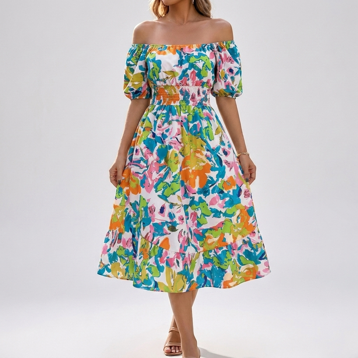 Casual Elegance Off-Shoulder Midi Dress