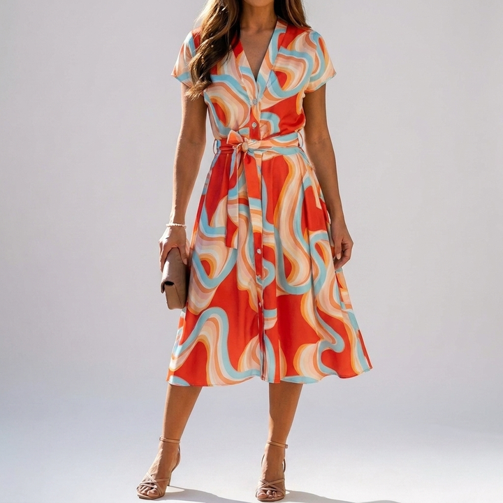 Stylish A-Line Dress with Button Detail for Women