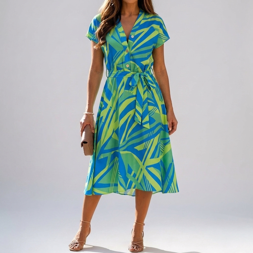 Stylish A-Line Dress with Button Detail for Women