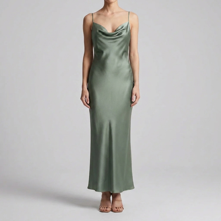 Elegant Satin Dress with Adjustable Straps
