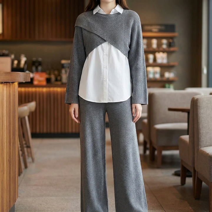 Chic 3-Piece Set – Trousers & Top