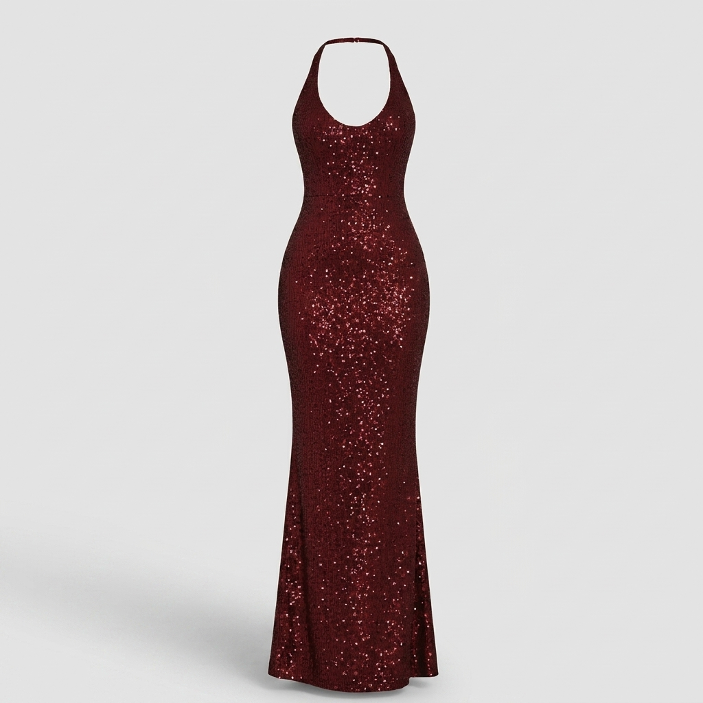Deep V-Neck Sequin Dress for Special Occasions