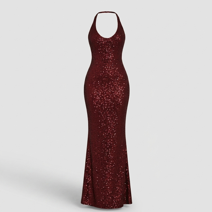 Deep V-Neck Sequin Dress for Special Occasions
