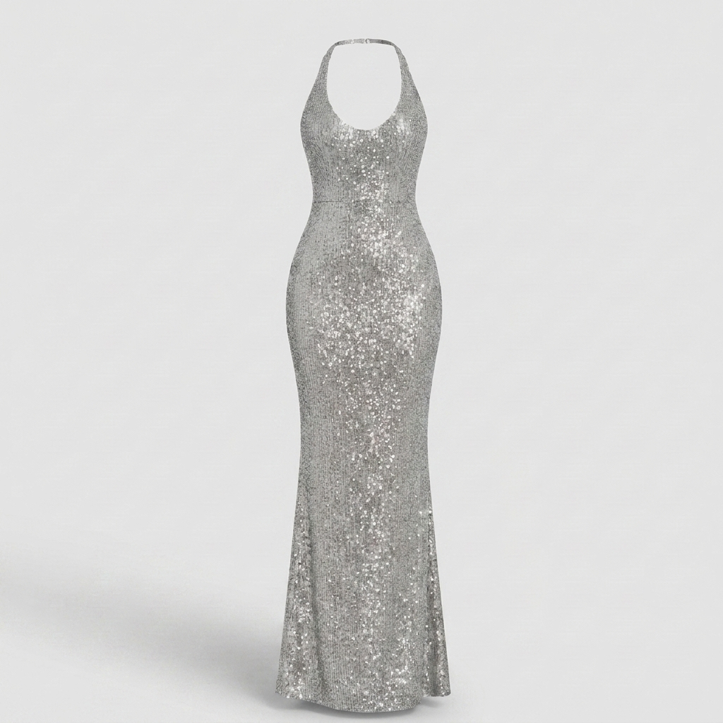 Deep V-Neck Sequin Dress for Special Occasions