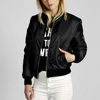 Women's Casual Bomber Jacket with Ribbed Edges