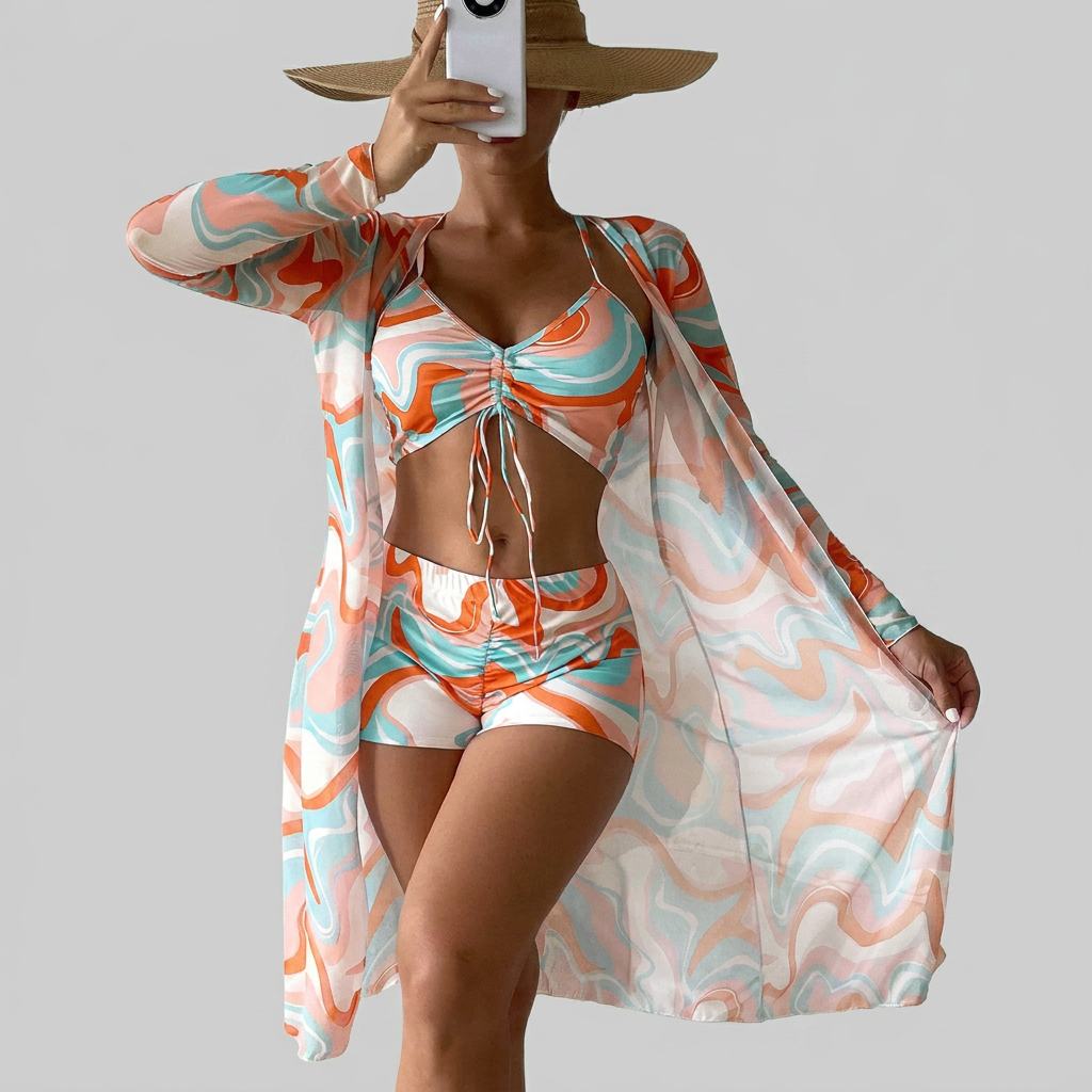 3-Piece Flower Print Bikini