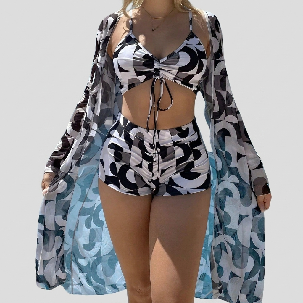 3-Piece Flower Print Bikini