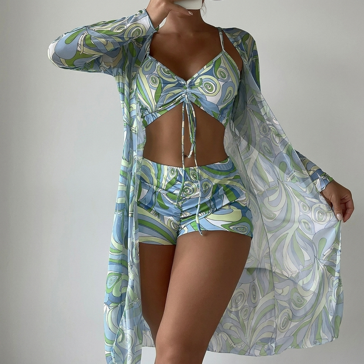 3-Piece Flower Print Bikini