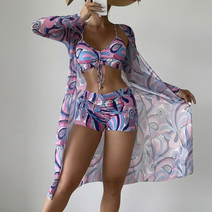 3-Piece Flower Print Bikini