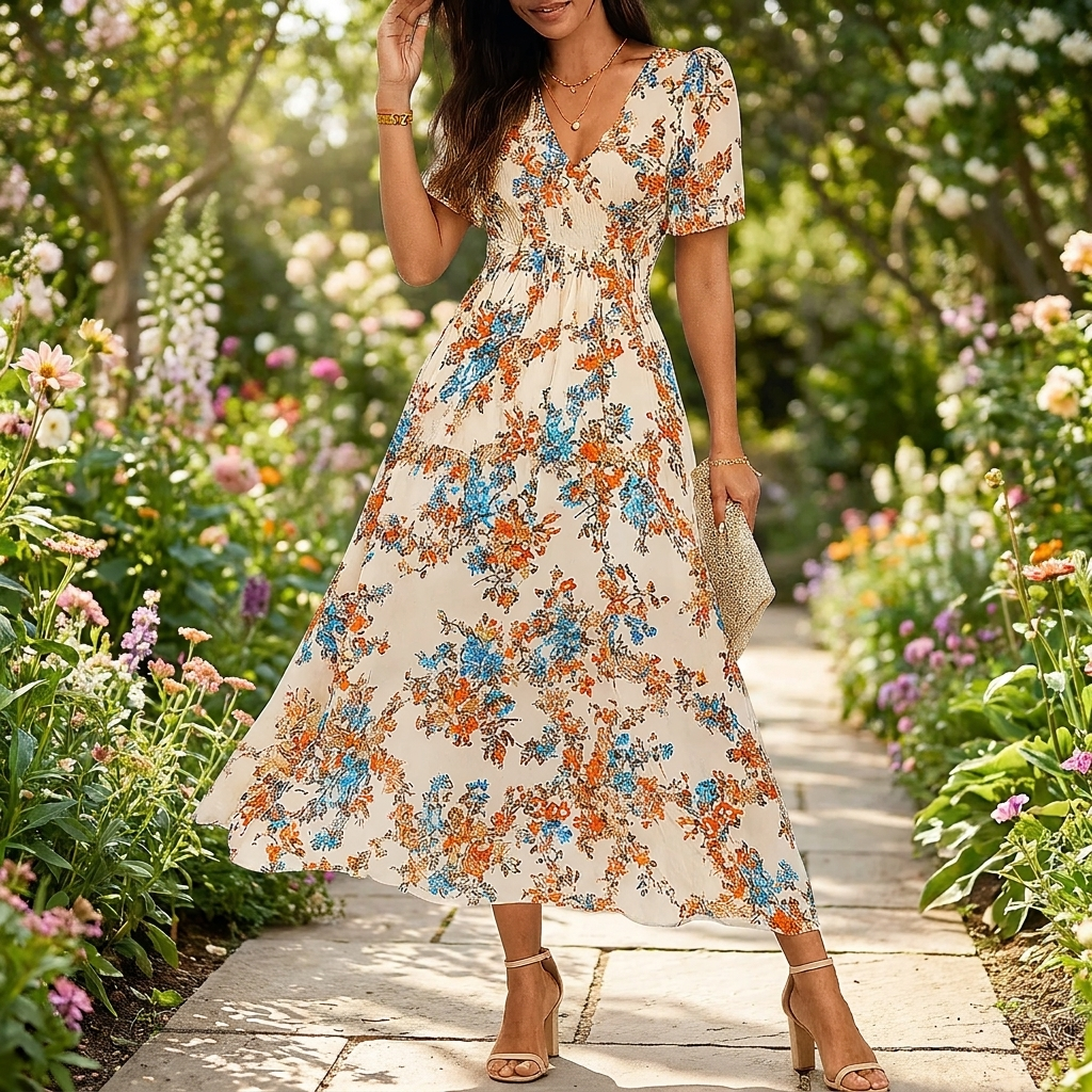 Chic Midi Dress – Floral